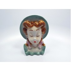 Vintage Royal Copley Girl in Bonnet & Pigtails Head Vase Wall Pocket   332611340043